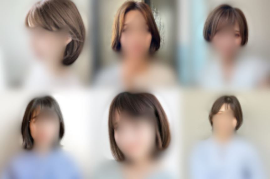 丸顔にひし形ボブ