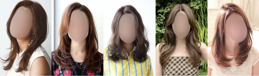 丸顔に似合うセミロング前髪なし